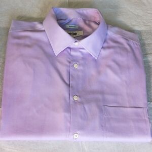 Joseph Abboud Egyptian-Cotton Long-Sleeve Button up, 17.5 Tall, Purple.